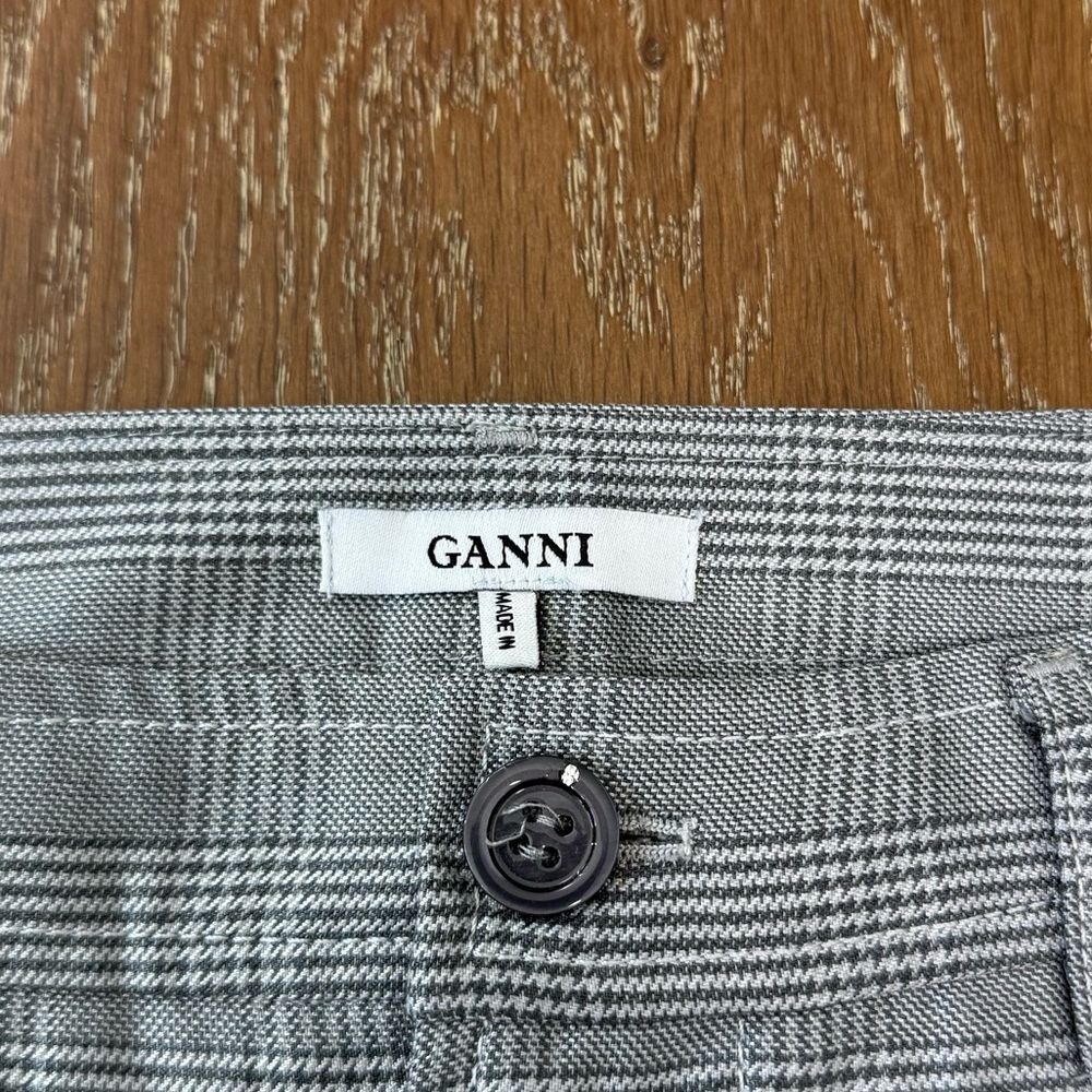 Ganni Merkel Crystal Embellished Checked Silk And Wool Blend Mini Skirt - Picture 4 of 4